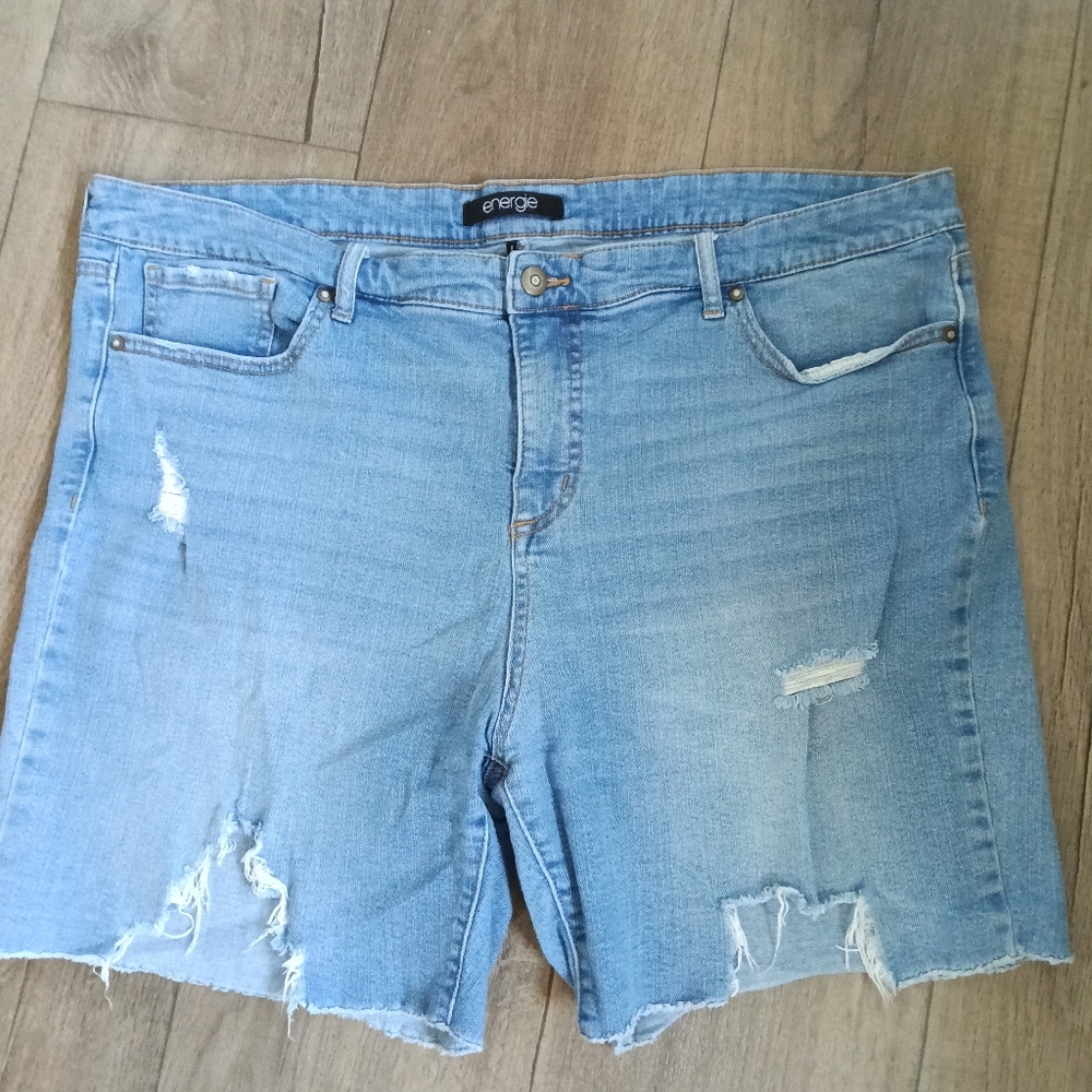 Energie Light Blue Denim Shorts with Contrast Stitching